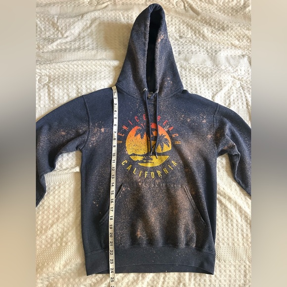 Jerzees Bleach Splatter Hoodie Size S Venice Beach California Graphic Pullover - Picture 7 of 9